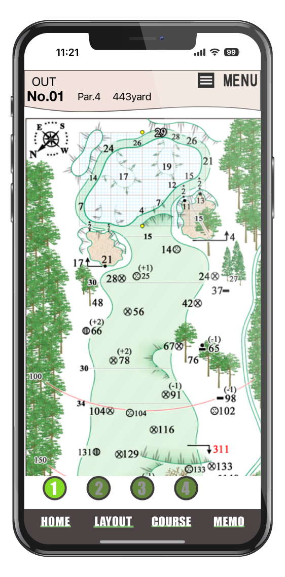 the Golf Memo for Applicationアプリ操作画面
